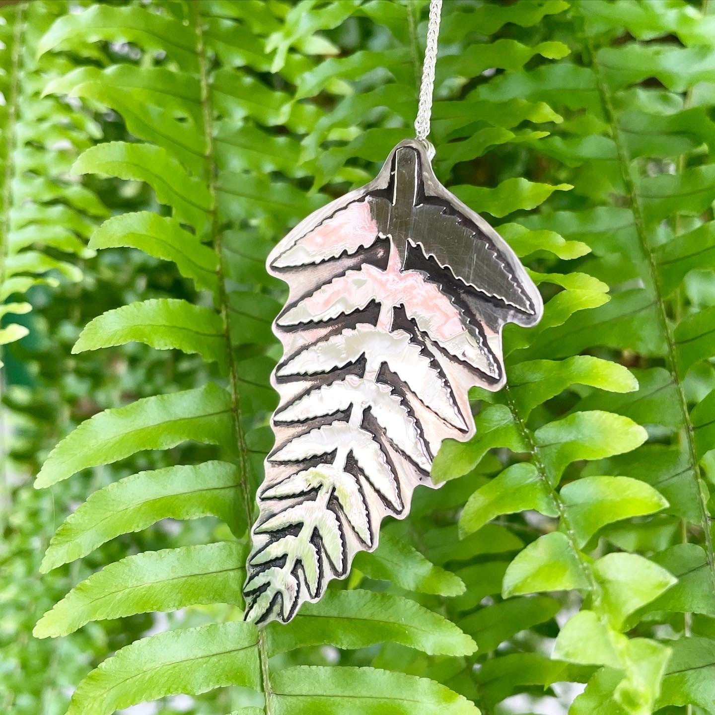 Sterling Silver Fern Leaf Pendant Necklace