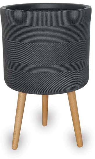 Varying Finish Fiberclay Cylinder Planter with Wooden Legs