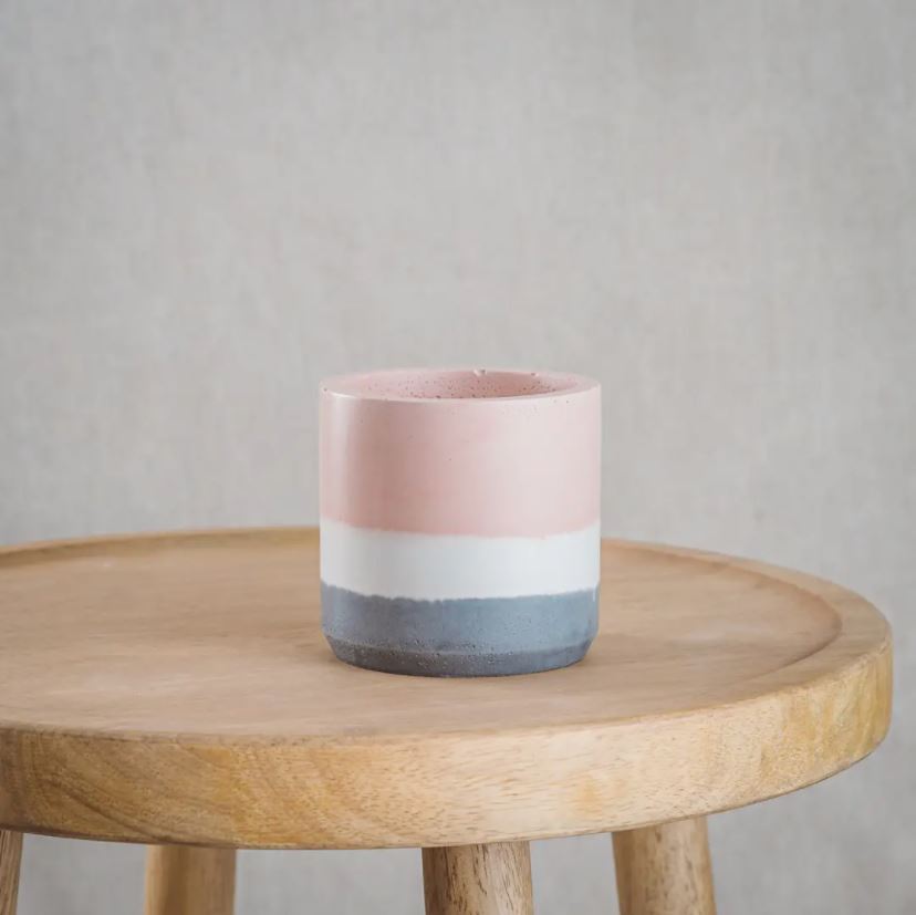 Layered Cement Planter with Water Catch Tray