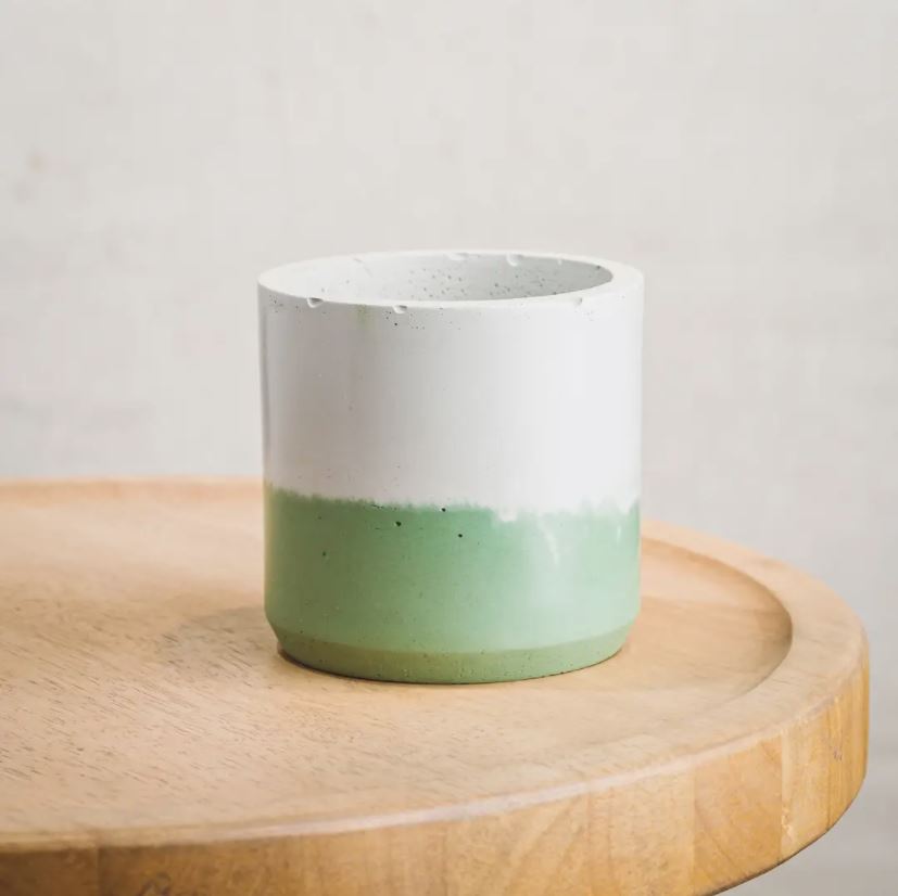 Layered Cement Planter with Water Catch Tray