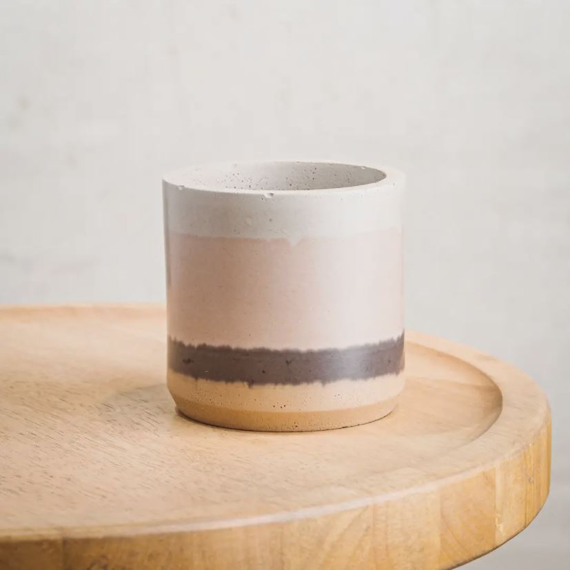 Layered Cement Planter with Water Catch Tray