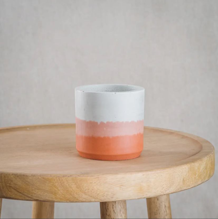 Layered Cement Planter with Water Catch Tray