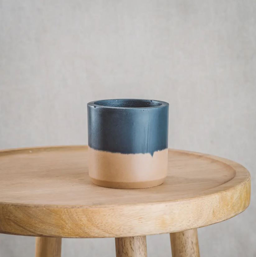 Layered Cement Planter with Water Catch Tray