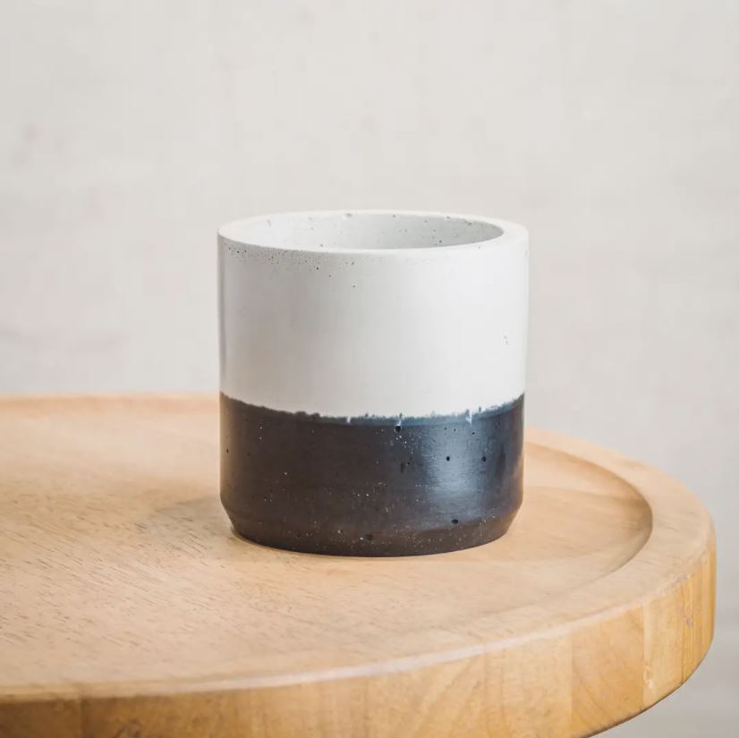 Layered Cement Planter with Water Catch Tray