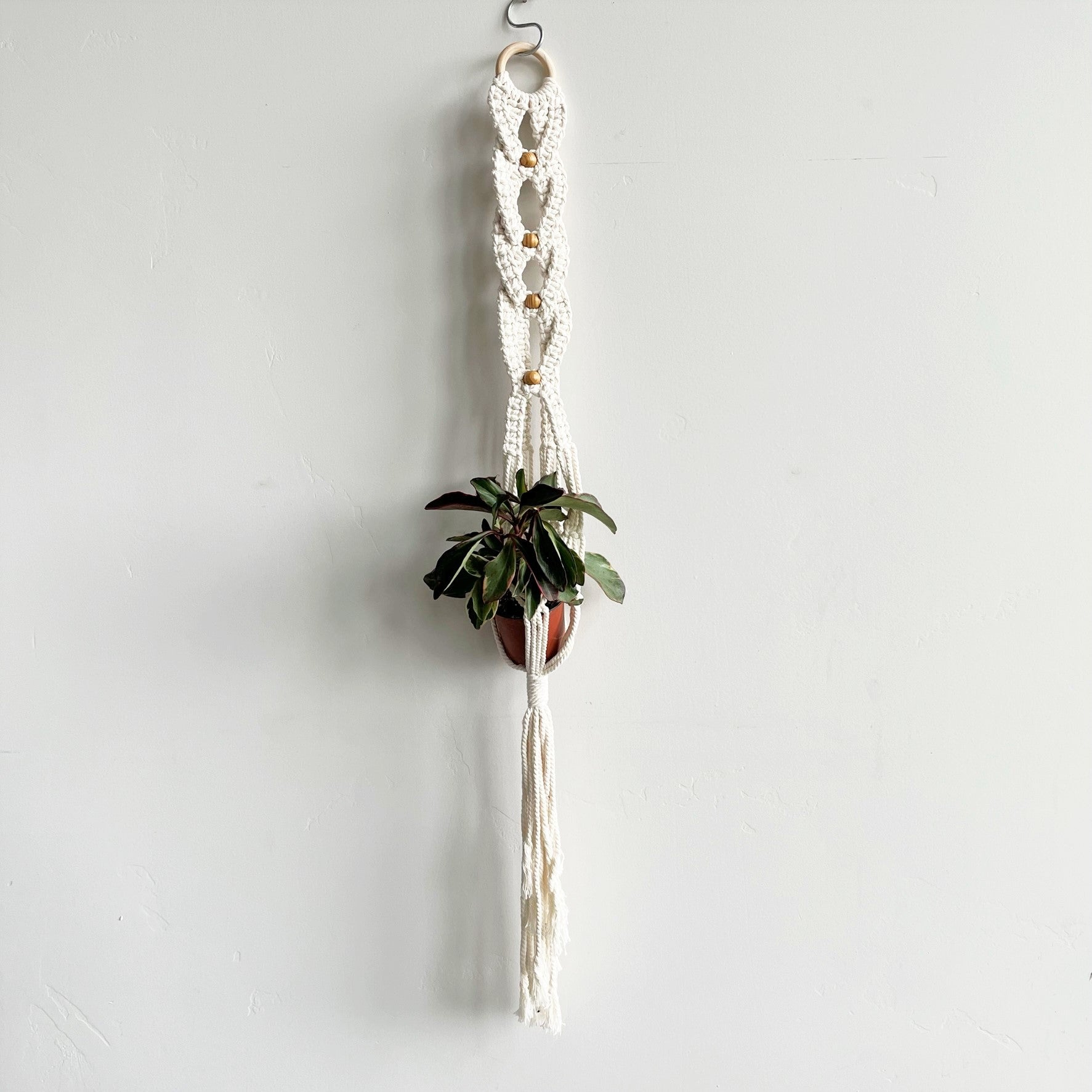 White Reverse Braid Macramé Plant Hanger
