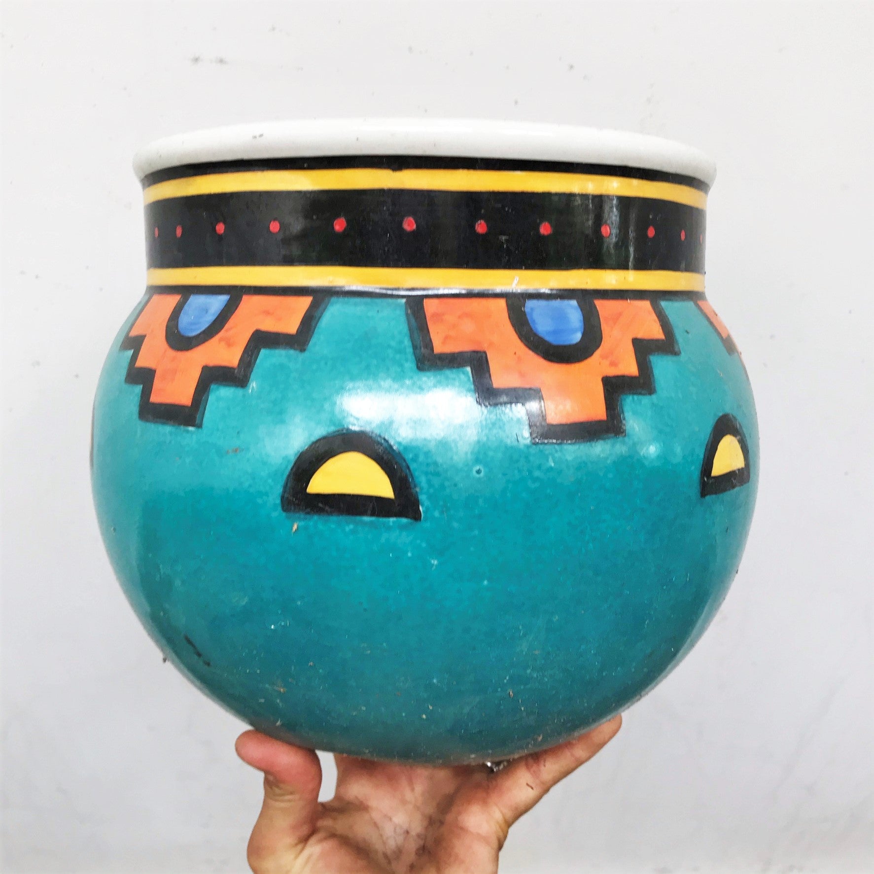 Southwest Turquoise Ceramic Planter