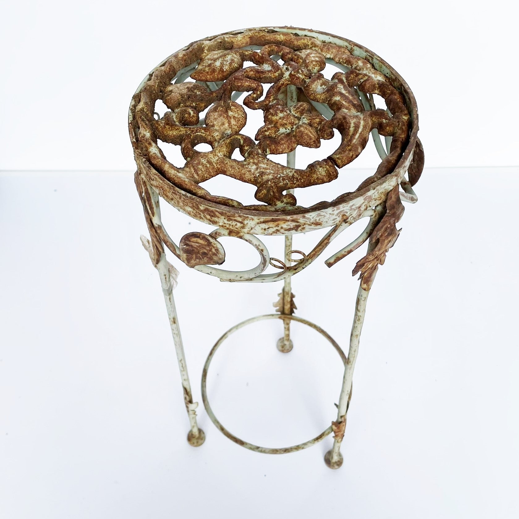 Weathered Ornate Metal Plant Stand