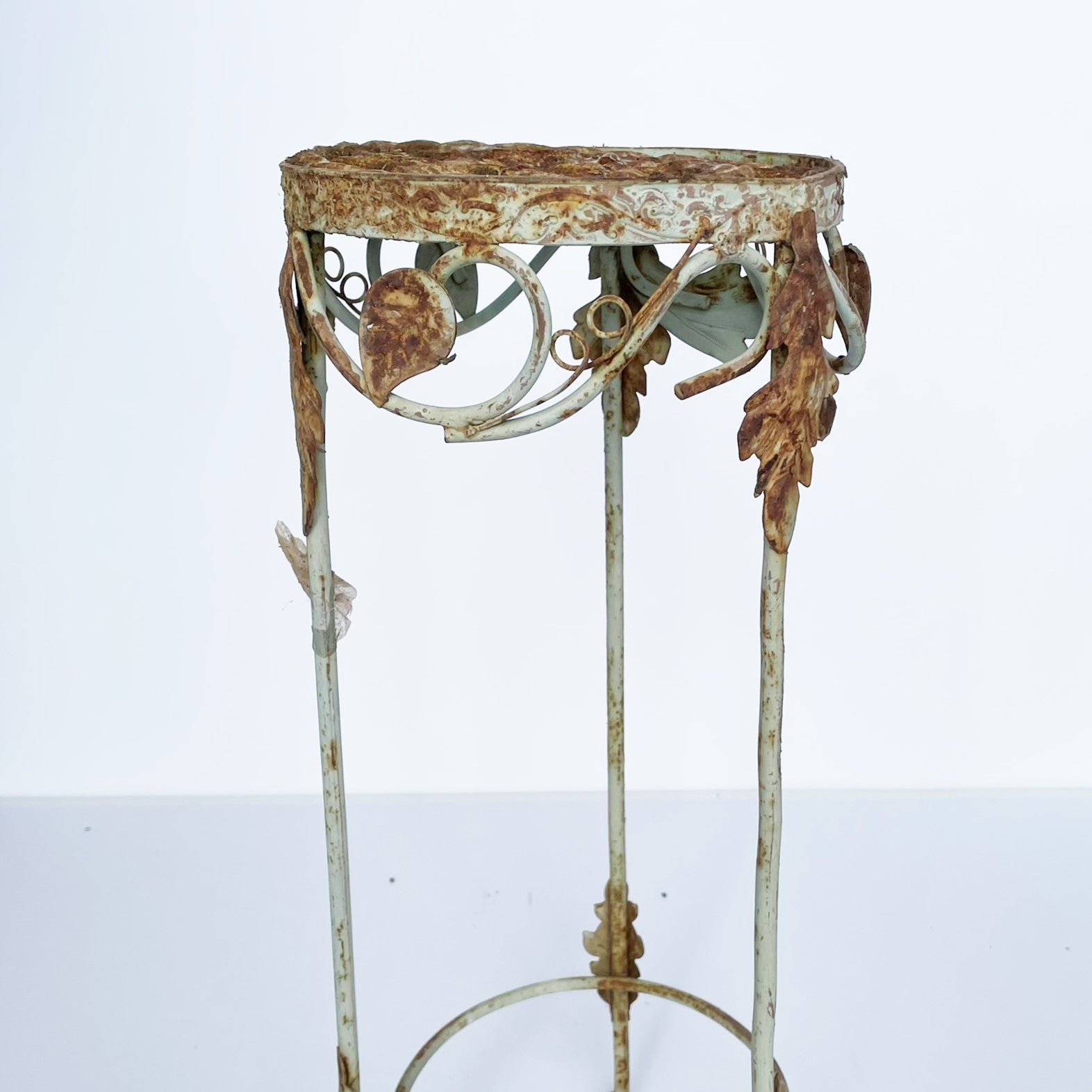 Weathered Ornate Metal Plant Stand