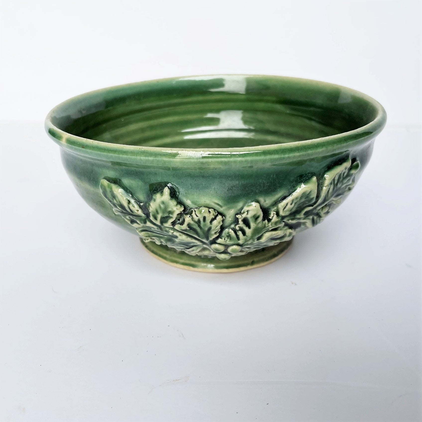 Handmade Green Floral Relief Ceramic Planter