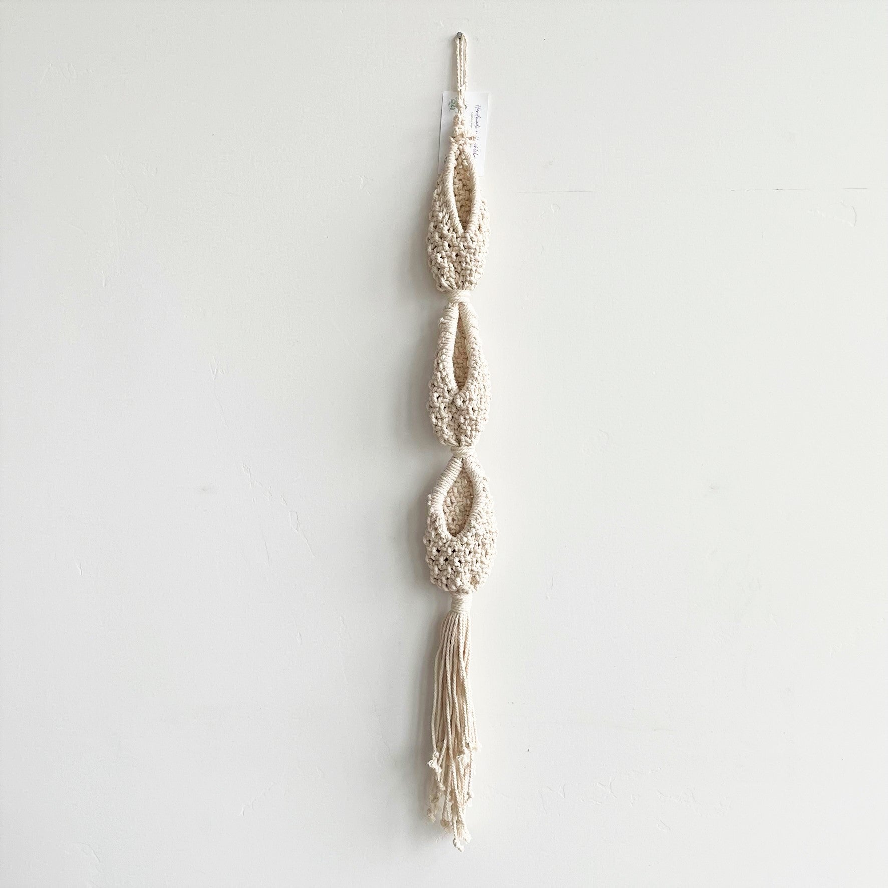 White Triple Pocket Macramé Plant Hanger