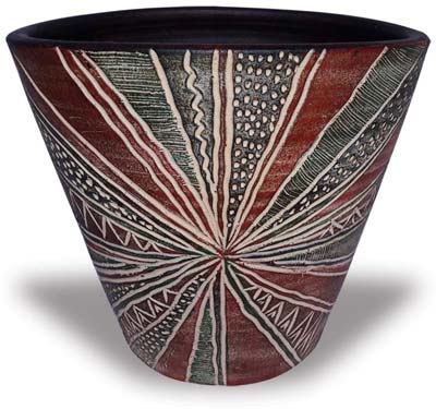 Red Tribal Design Planter
