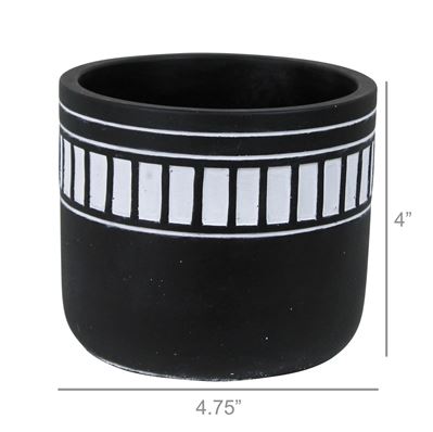 Totem Striped Band Black Cement Planter