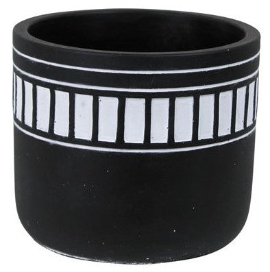 Totem Striped Band Black Cement Planter