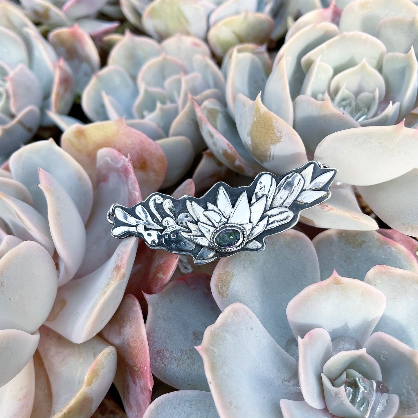 Sterling Silver Succulent Array Necklace