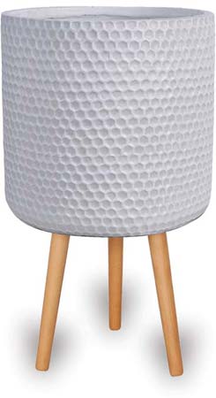 Honeycomb Finish Fiberclay Cylinder Planter with Wooden Legs