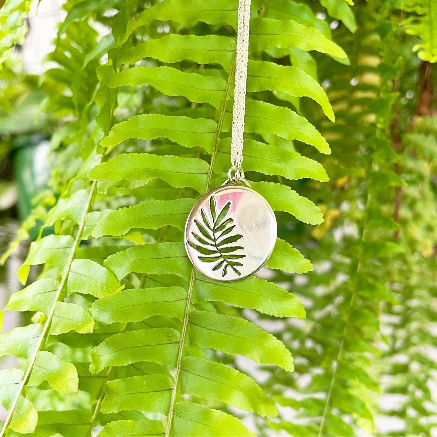 Sterling Silver Fern Leaf Cut-out Necklace