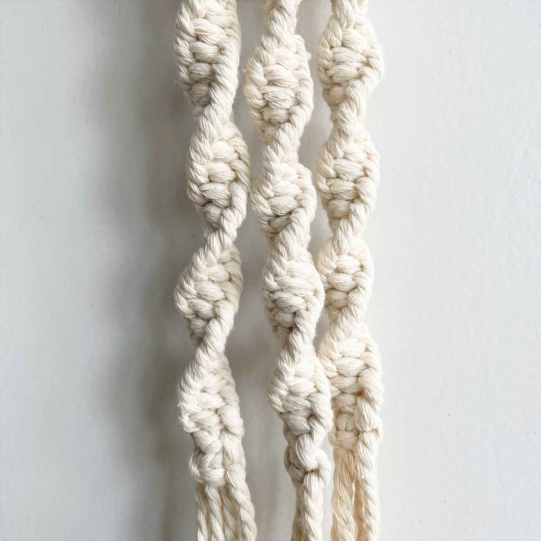 White Classic Twist Long Tail Macramé Plant Hanger