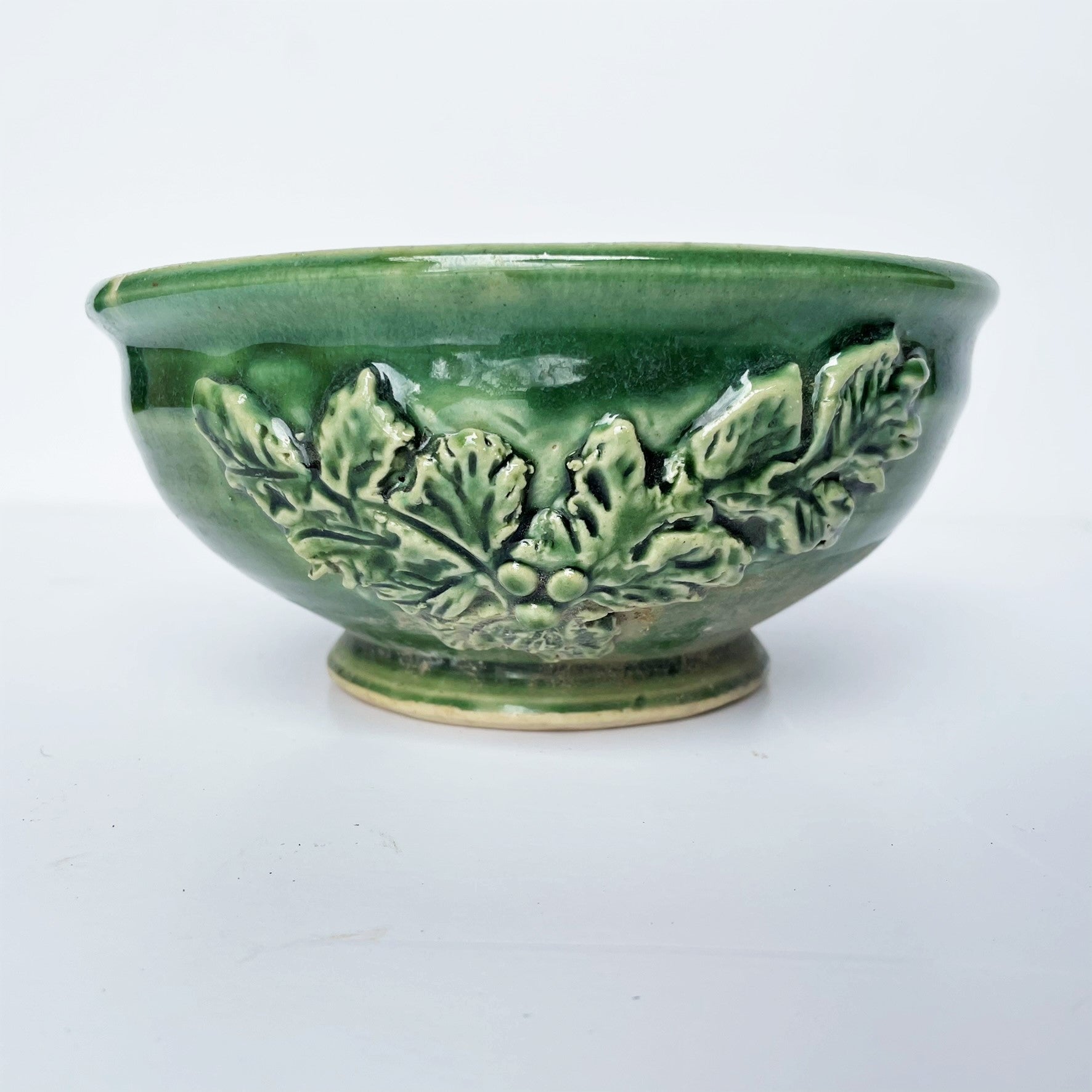 Handmade Green Floral Relief Ceramic Planter