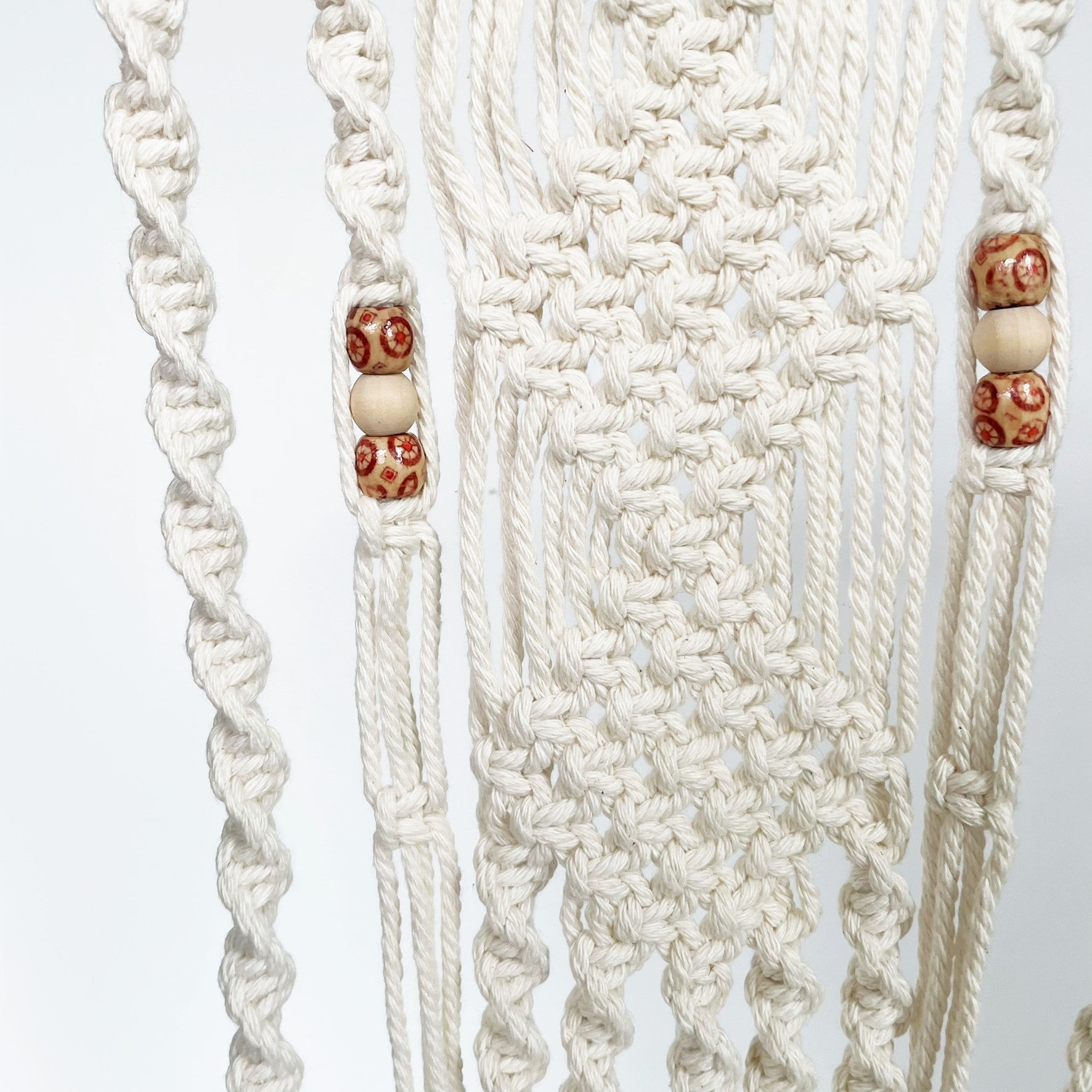 white macrame plant hanger White Large Dowel Macramé Plant Hanger