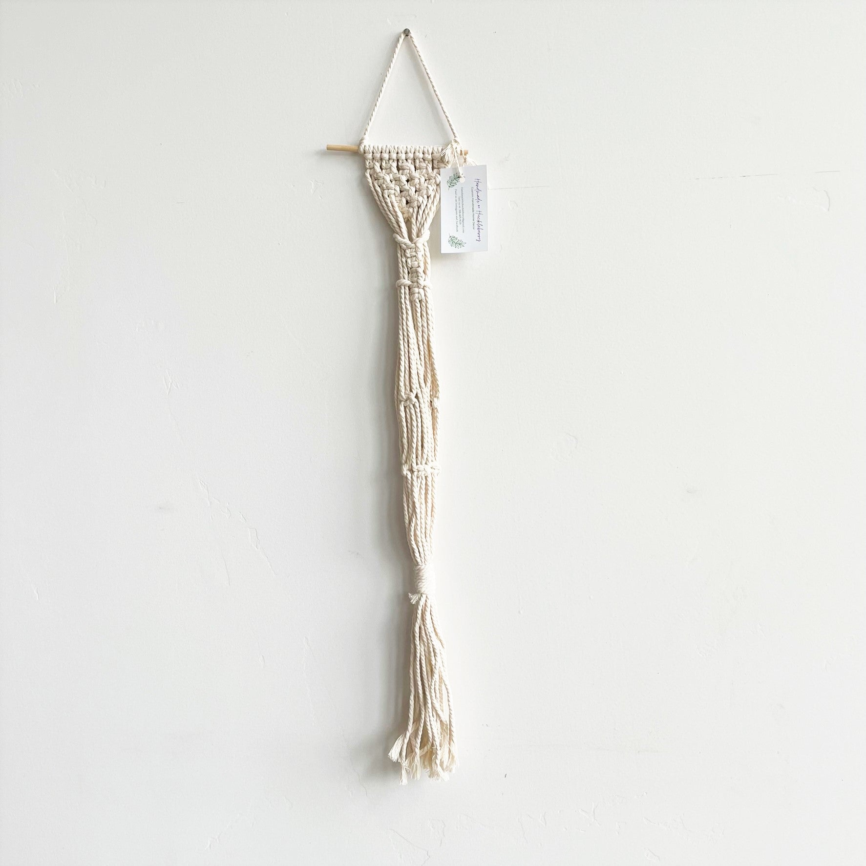 White Small Dowel Scrunch Top Macramé Plant Hanger