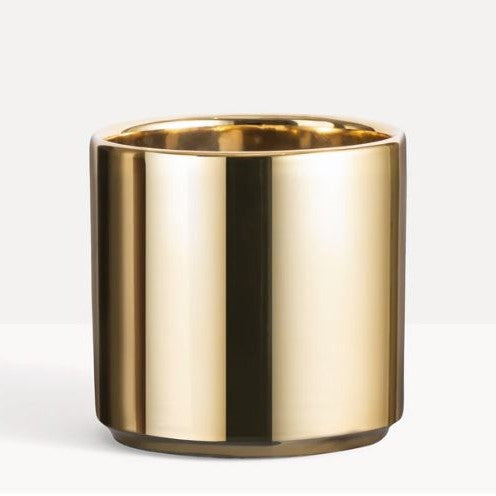 Gold Cylinder Ceramic Planter